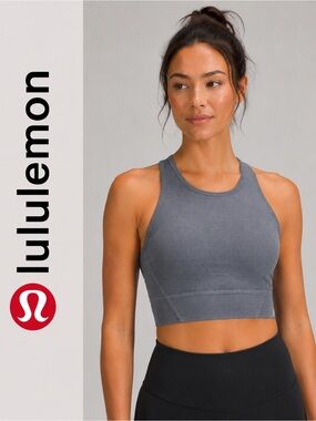 Lululemon Ribbed High Neck Longline Sports Bra Gray Size 6